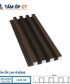 Tấm Ốp Lam Sóng LS4C-08 với màu nâu đen huyền bí